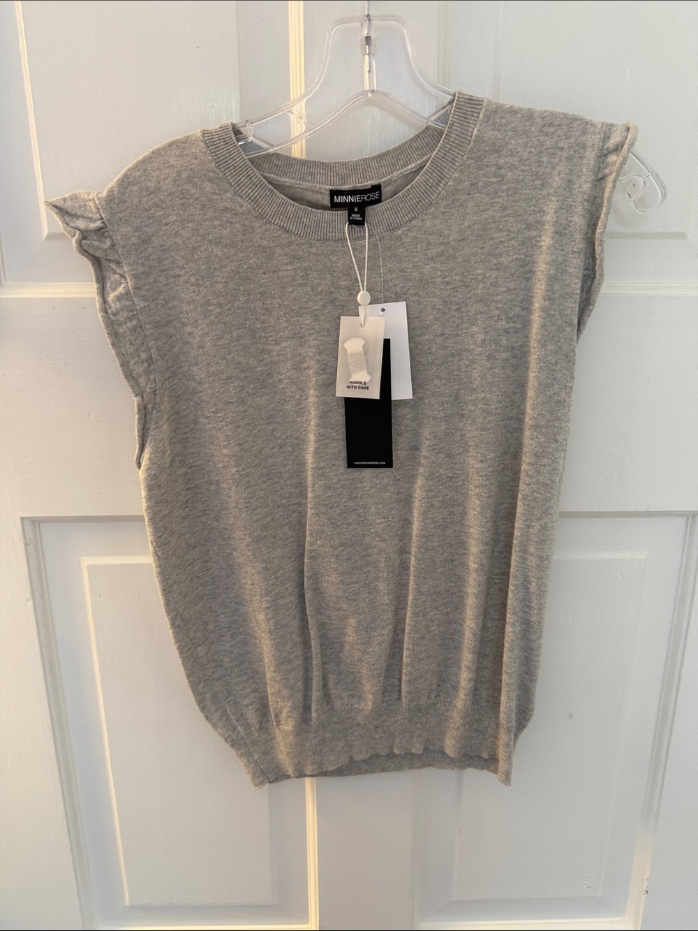Minnie Rose Light Gray Sleeveless Knit Shell